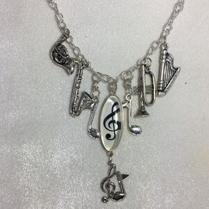 Musical Instrument Charm Necklace, Student Teacher Band Music Lover Gift